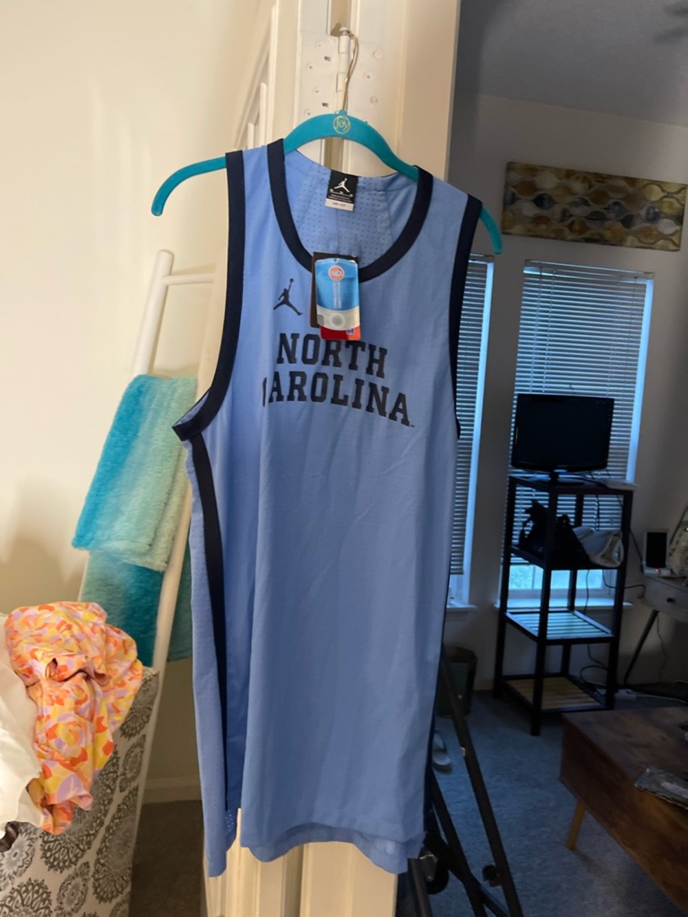 Jordan Light Blue & Navy North Carolina Basketball Jersey